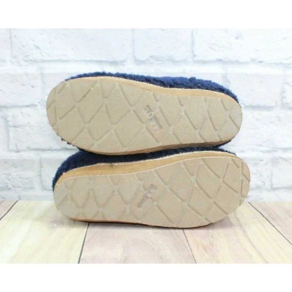 LL Bean Blue Pile Fleece Cozy Slipper Booties Size 9 M - Picture 10 of 10